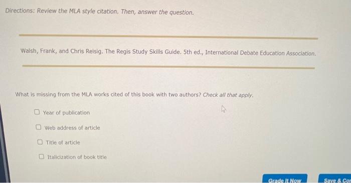 Solved Directions Review The Mla Style Citation Then Chegg Com