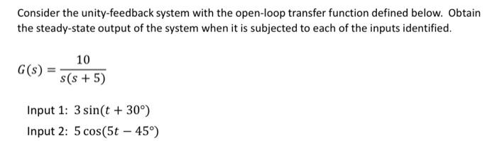 Solved Consider the unity-feedback system with the open-loop | Chegg.com