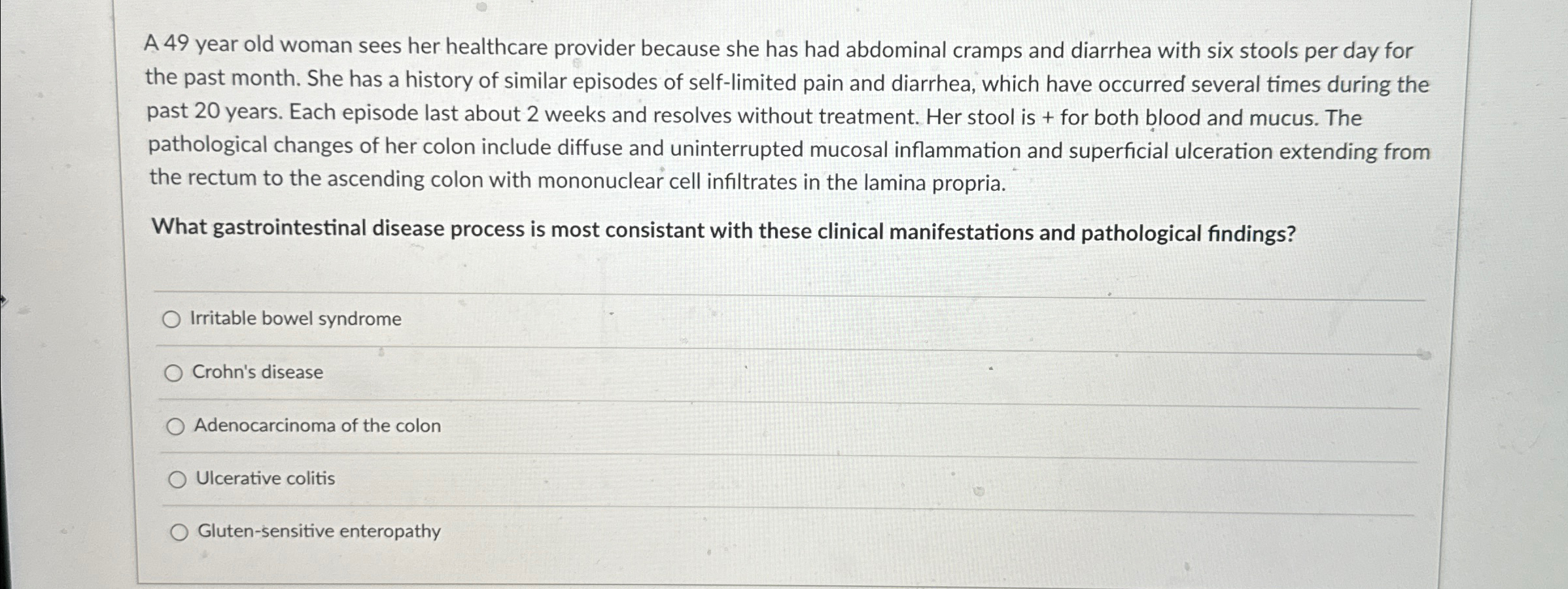 Solved A 49 ﻿year old woman sees her healthcare provider | Chegg.com