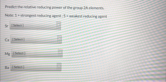 reducing power of group 2 elements