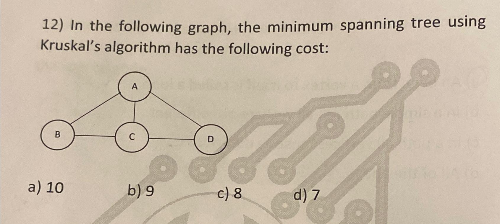 Solved In the following graph, the minimum spanning tree | Chegg.com