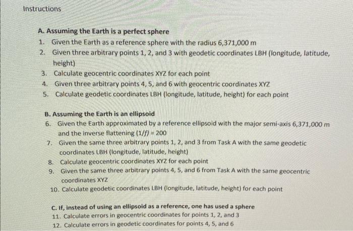 Solved A. Assuming the Earth is a perfect sphere 1. Given | Chegg.com