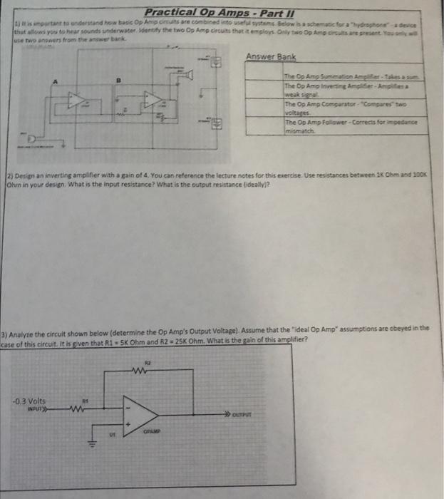 Solved 2) Design an inverting amplifier with a gain of 4. | Chegg.com