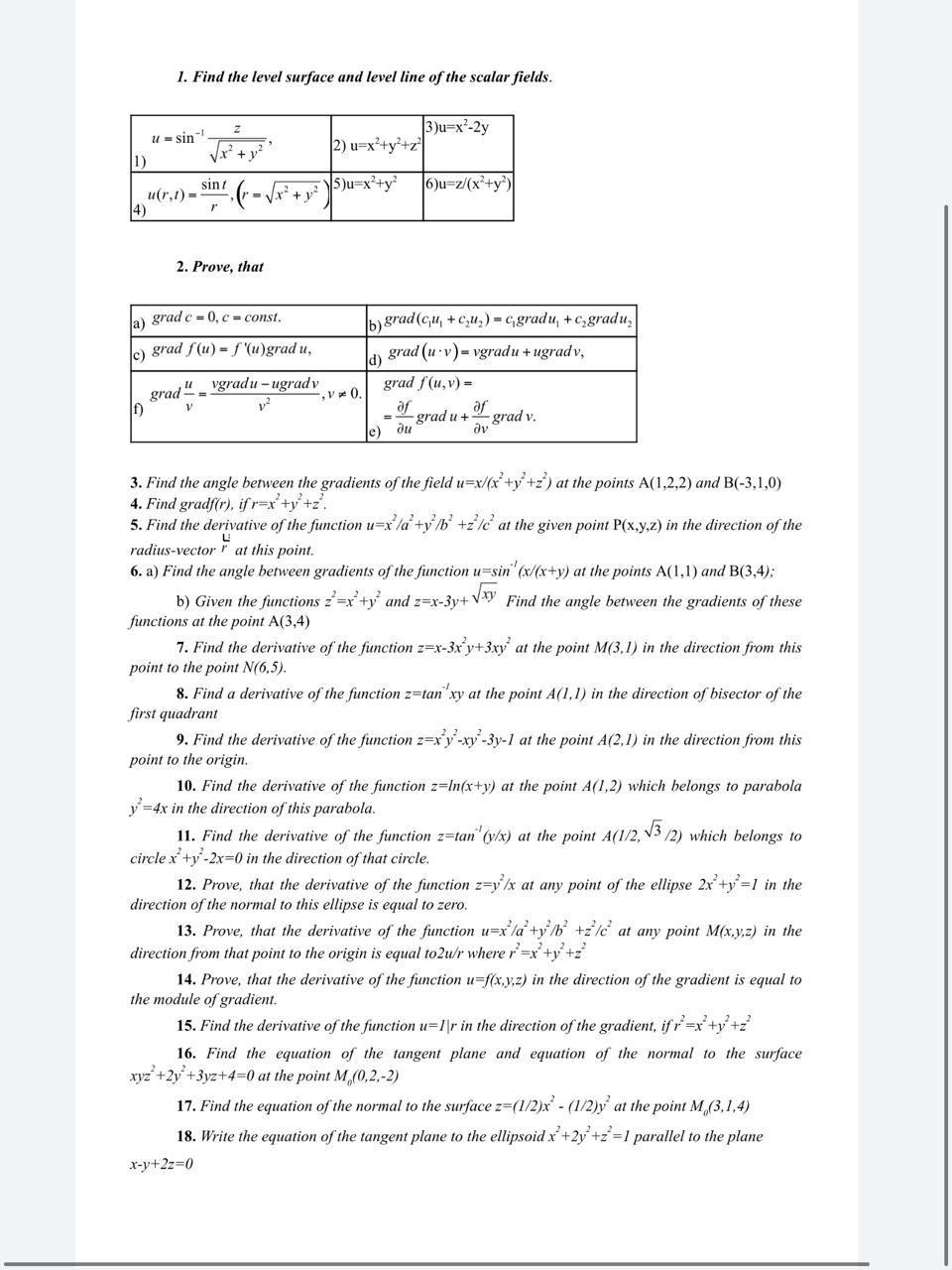 Solved 1 Find The Partial Derivatives Of The Following Chegg Com