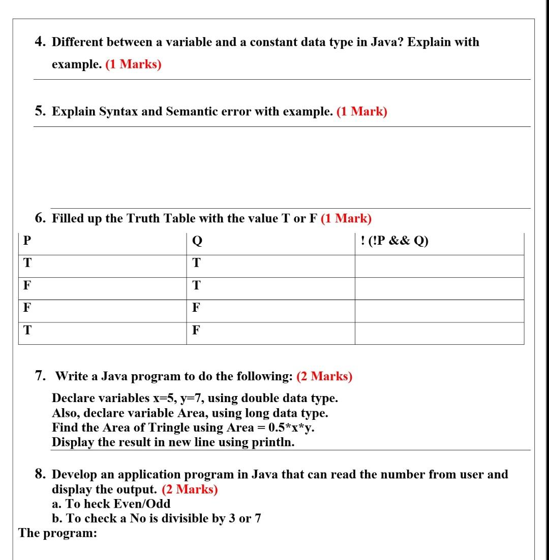 Solved 4. Different between a variable and a constant data | Chegg.com