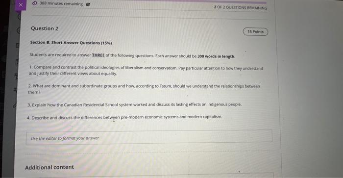 Section B; Short Answer Questions (15\%6) Students | Chegg.com