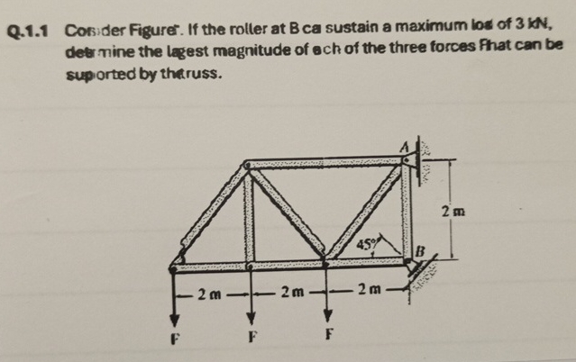 Solved Q.1.1 ﻿Conider The Figure. If the roller at B can | Chegg.com