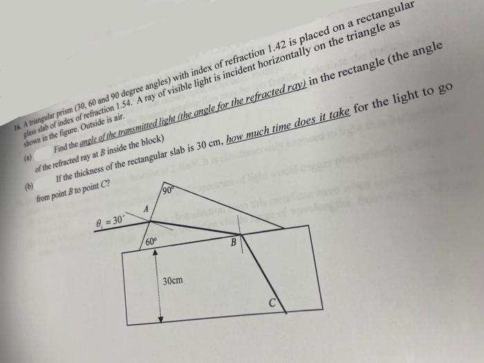 Solved 16 A triangular prism (30, 60 and 90 degree angles) | Chegg.com