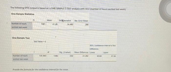Solved The following spss output is based on a ONE-SAMPLE | Chegg.com