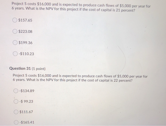 Solved Project S costs $16,000 and is expected to produce | Chegg.com