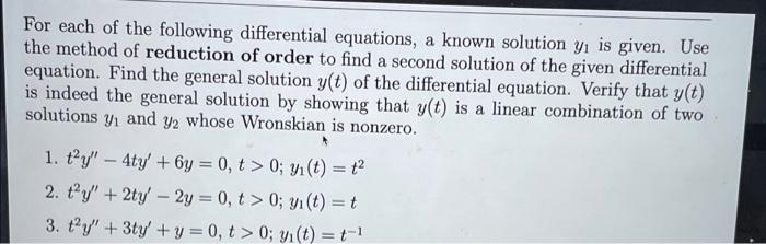 Solved For each of the following differential equations, a | Chegg.com