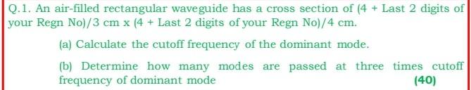 Solved Q.1. An air-filled rectangular waveguide has a cross | Chegg.com