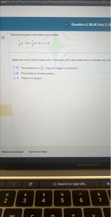 Solved Solve the equation and theck your solvion. | Chegg.com