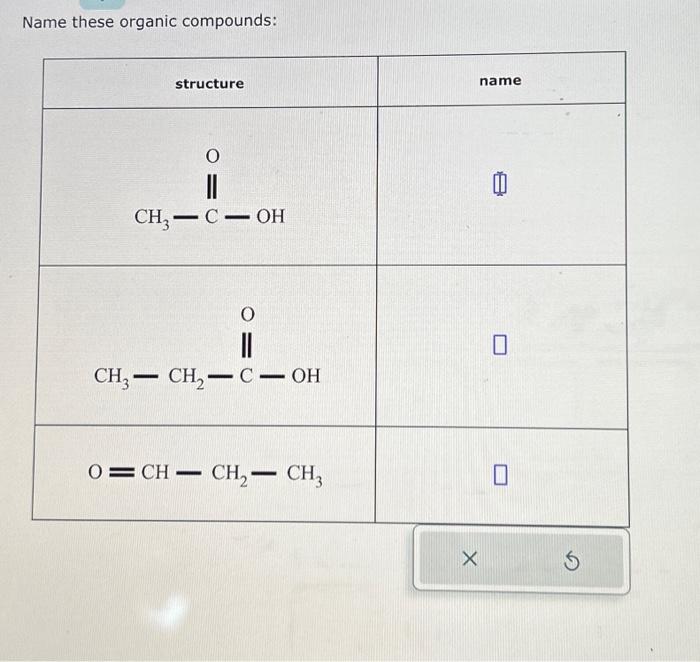 Solved Name These Organic Compounds Chegg Com