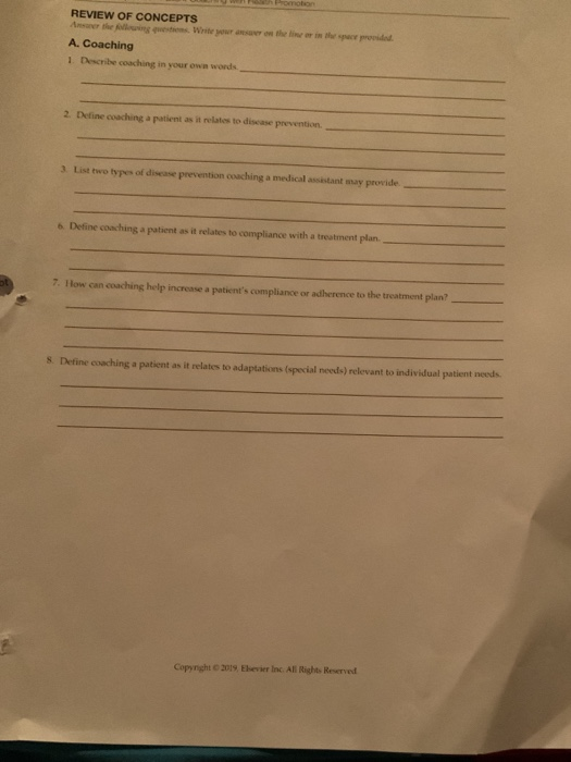 Solved per provided REVIEW OF CONCEPTS Answer the questions.