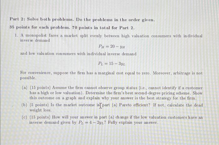 Solved Part 2: Solve both problems. Do the problems in the | Chegg.com