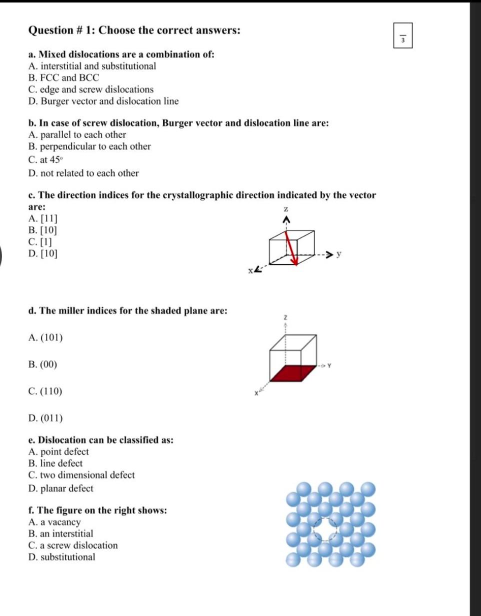 Solved Question #1: Choose the correct answers: a. Mixed | Chegg.com