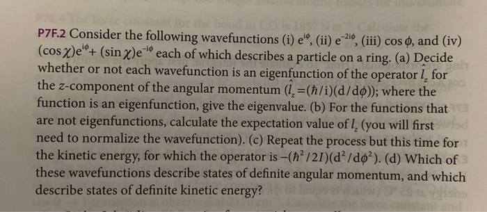 Solved PZF.2 Consider the following wavefunctions (i) e (ii) | Chegg.com