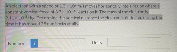 Solved An electron with a speed of 1.2 x 10 m/s moves | Chegg.com