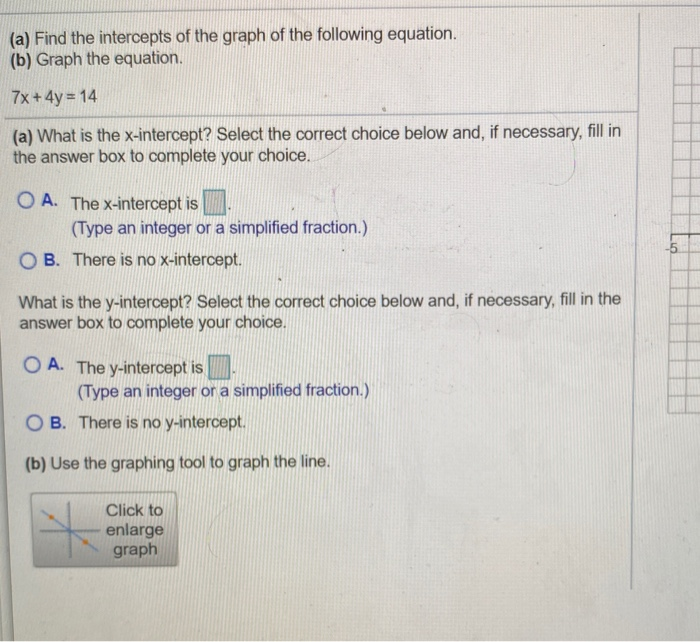 Solved (a) Find the intercepts of the graph of the following | Chegg.com