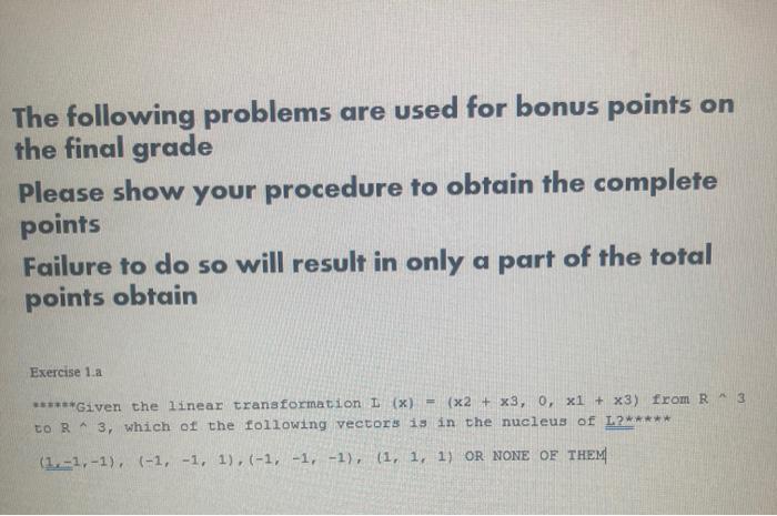 Solved The Following Problems Are Used For Bonus Points On | Chegg.com