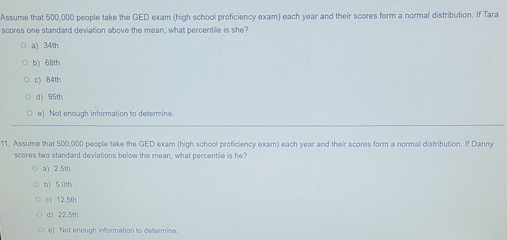 Solved Assume that 500,000 people take the GED exam (high | Chegg.com