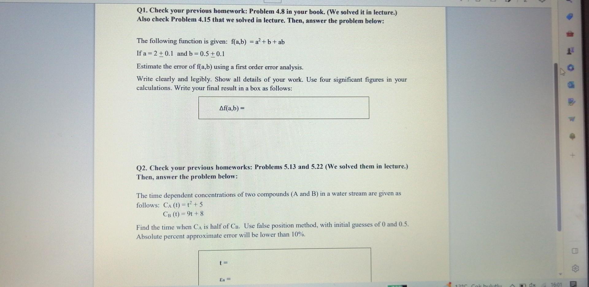 Solved Q1. Check Your Previous Homework: Problem 4.8 In Your | Chegg.com