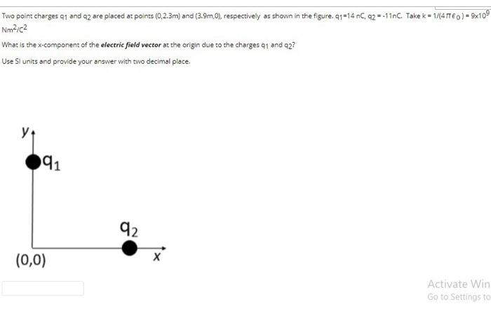 Solved Two point charges 91 and 92 are placed at points | Chegg.com