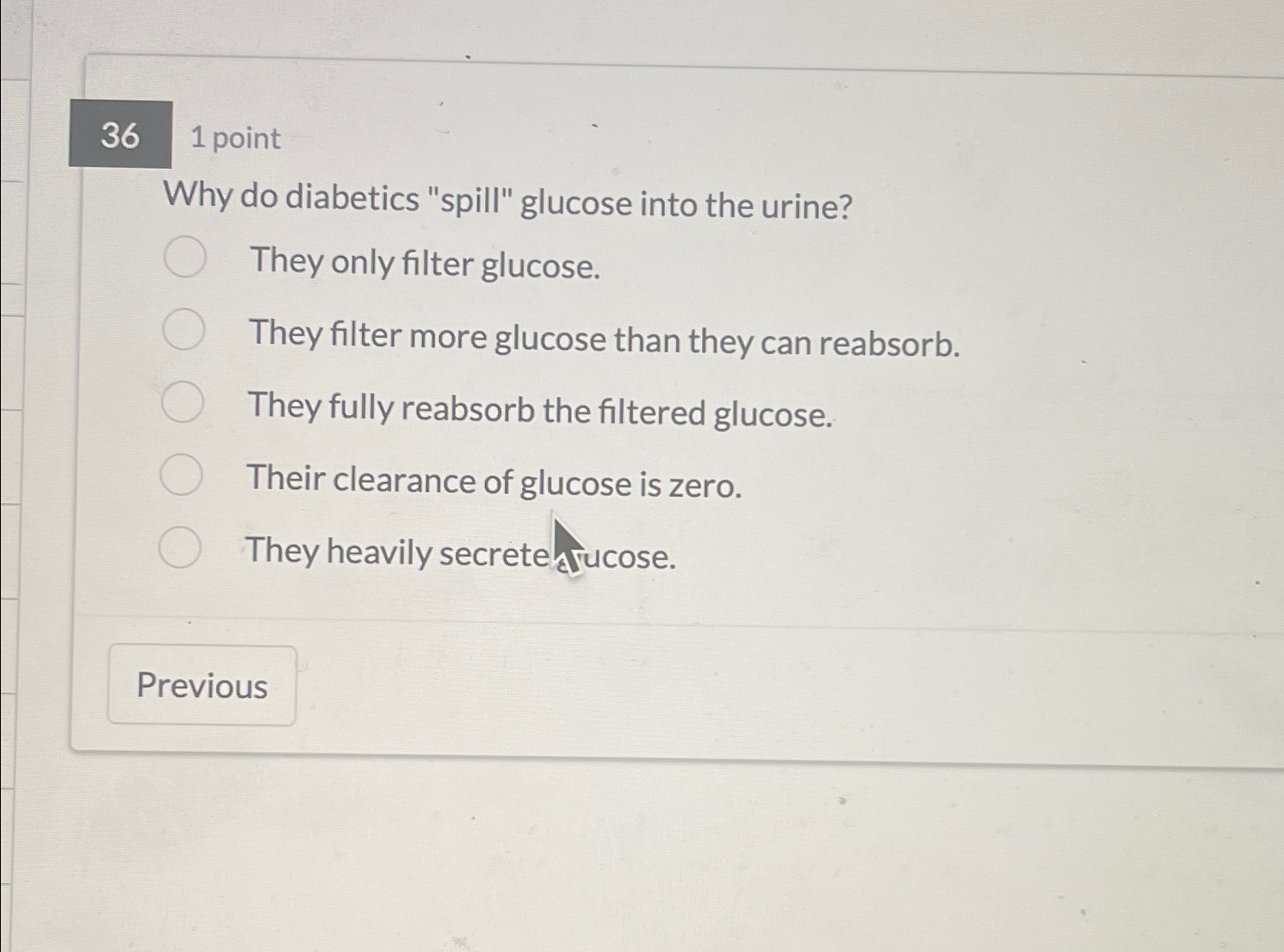 Solved 361 ﻿pointWhy do diabetics "spill" glucose into the