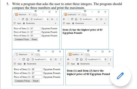 Solved 5. Write a program that asks the user to enter three | Chegg.com