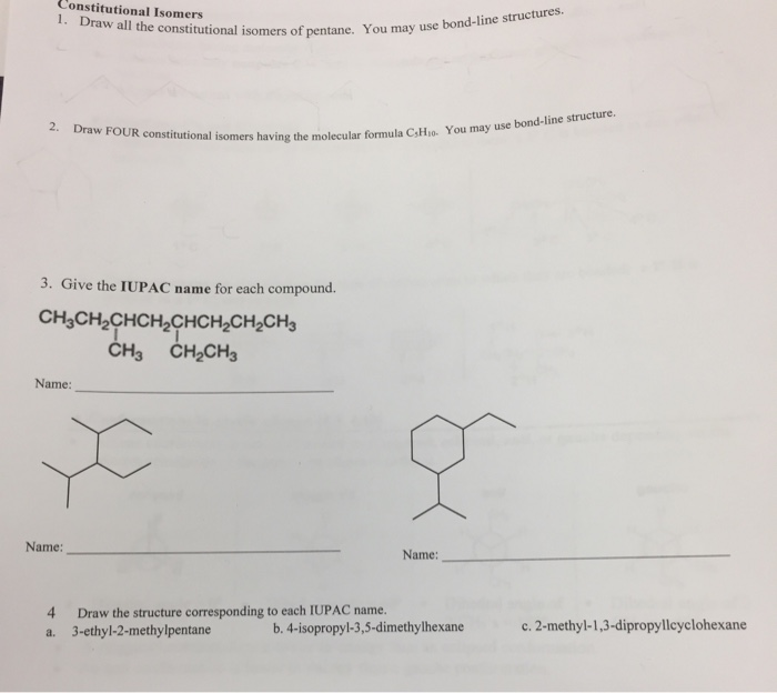 Solved Constitutional Isomers 1. Draw All The Constitutional | Chegg.com