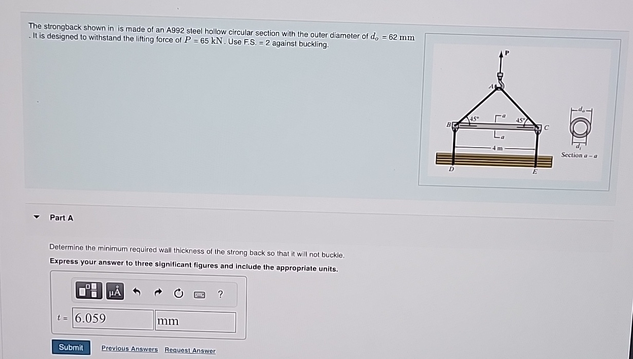 Solved The strongback shown in is made of an A992 ﻿steel | Chegg.com