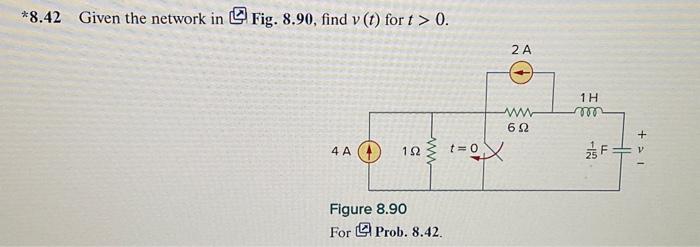 Solved *8.42 Given The Network In 씨 Fig. 8.90, Find V(t) For | Chegg.com