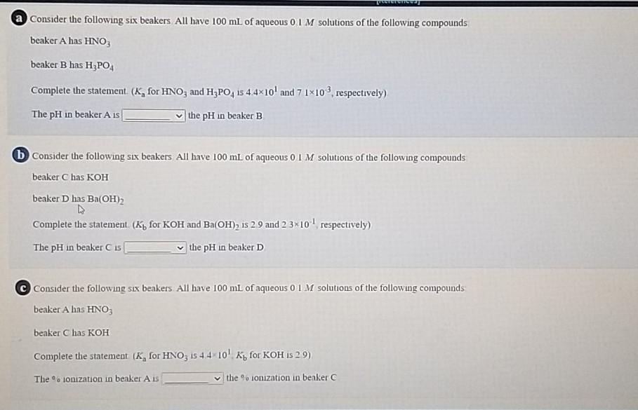 Solved A Consider The Following Six Beakers All Have 100 Ml