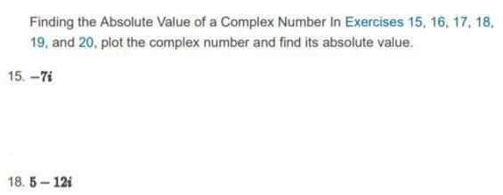 Solved Finding the Absolute Value of a Complex Number In | Chegg.com