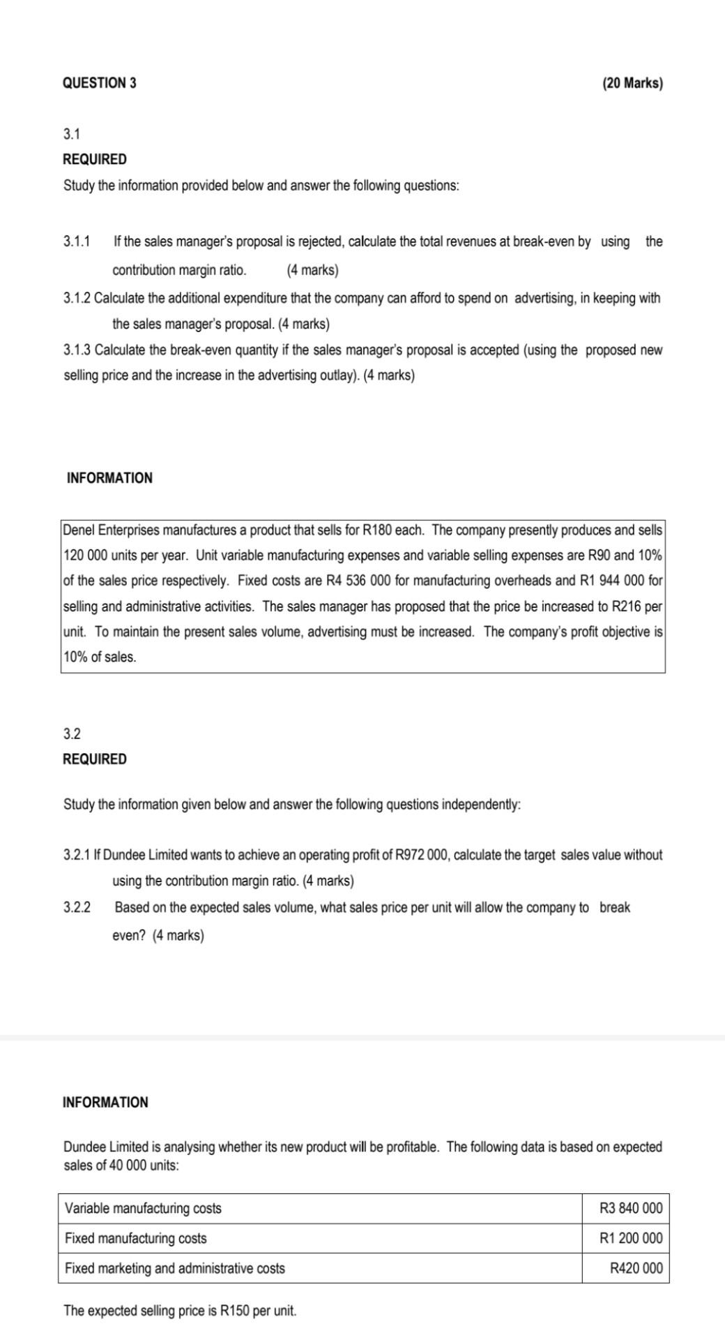 3.1 REQUIRED Study the information provided below and | Chegg.com