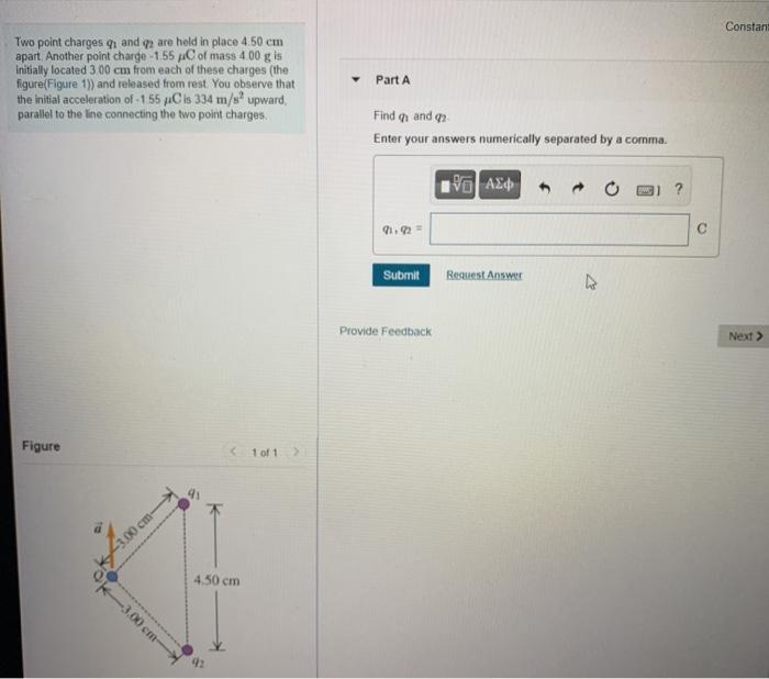 Solved Constant Two point charges 1 and 2 are held in place | Chegg.com