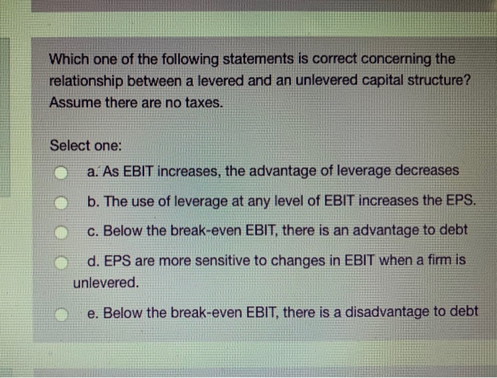 Solved Which One Of The Following Statements Is Correct C