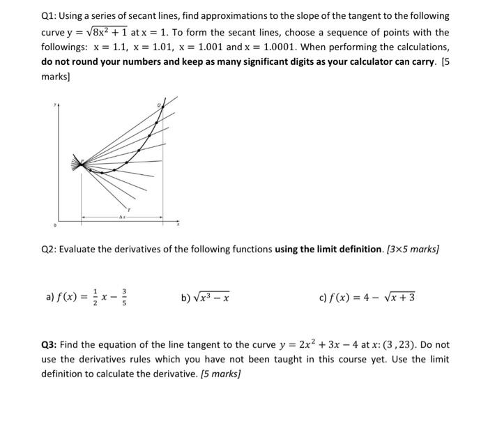 Solved Q1: Using a series of secant lines, find | Chegg.com