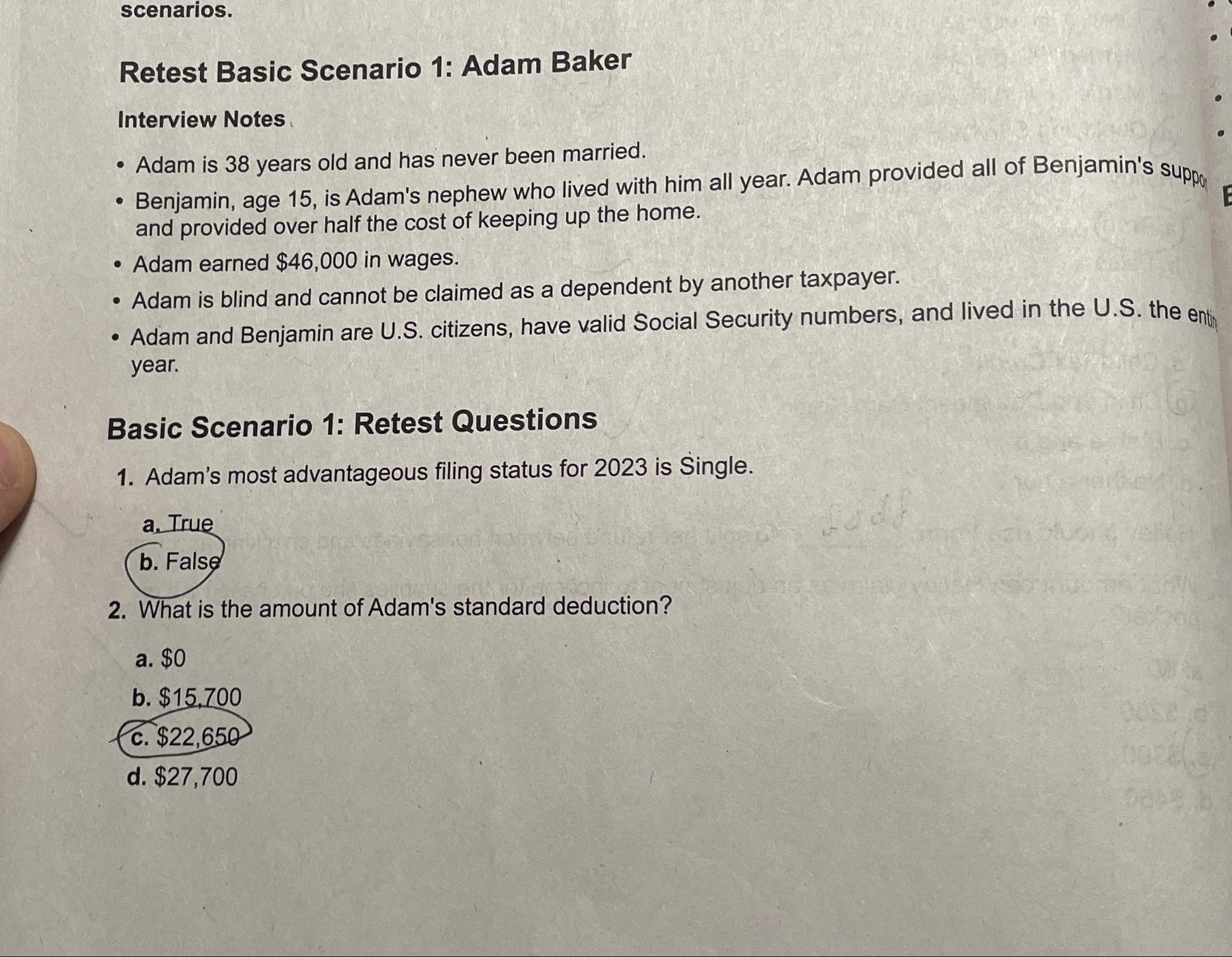 Solved Scenarios Retest Basic Scenario 1 Adam