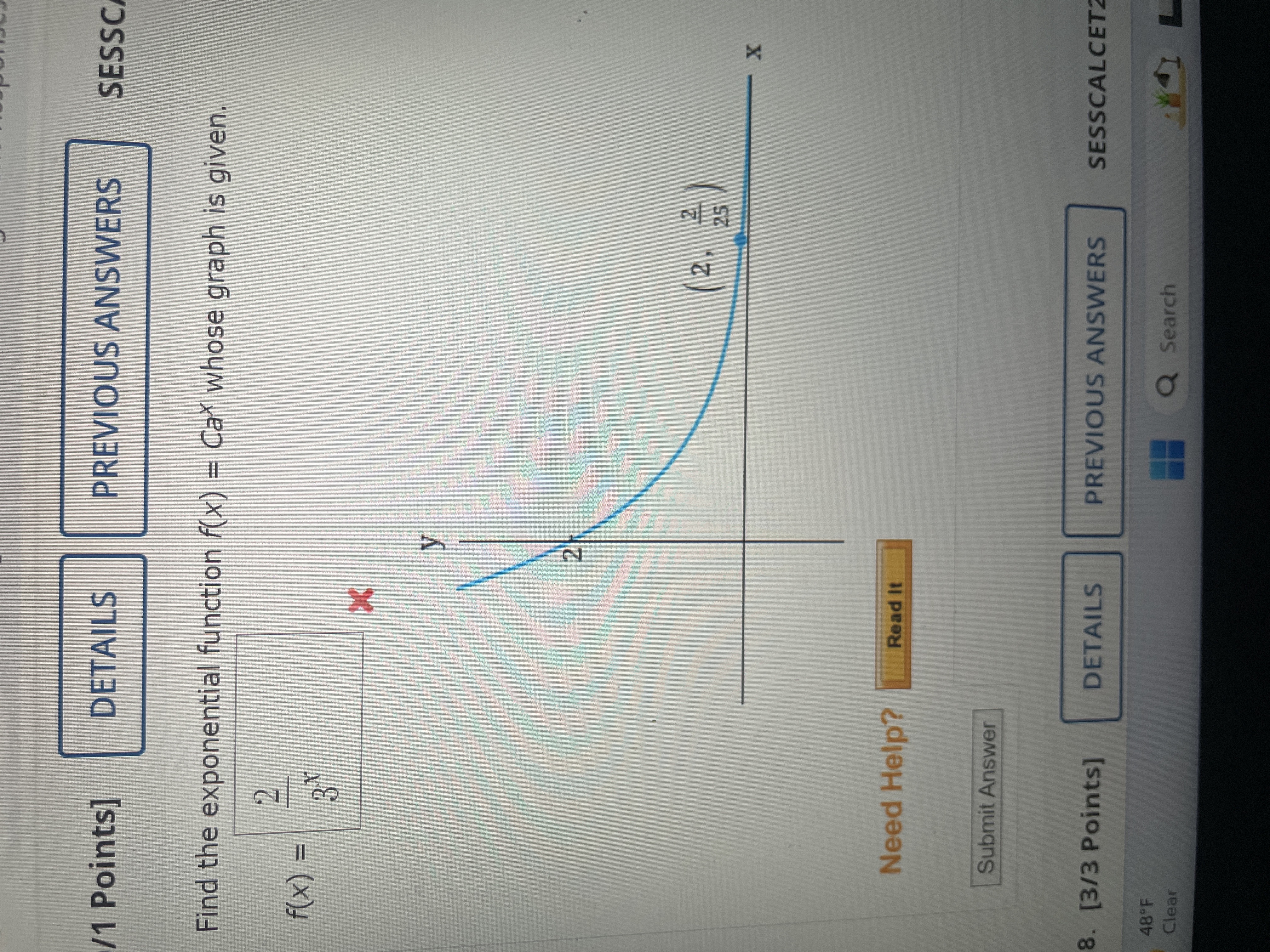 Solved find the exponential function f(x)=Ca^x whose graph | Chegg.com