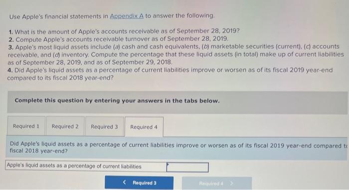 Solved Use Apple's Financial Statements In Appendix A To | Chegg.com