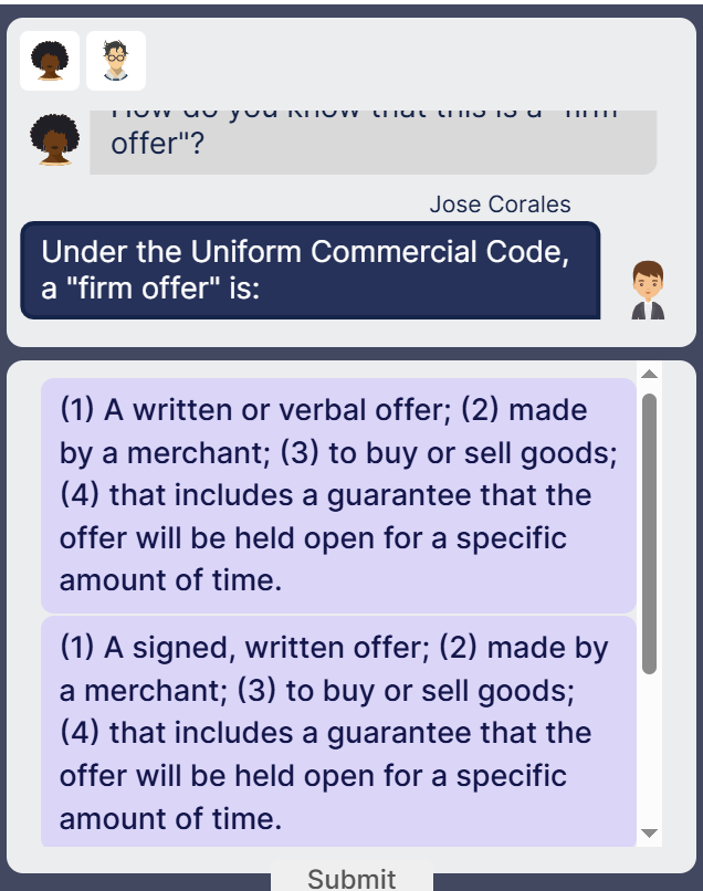 Solved (1) ﻿A written or verbal offer; (2) ﻿made by a | Chegg.com
