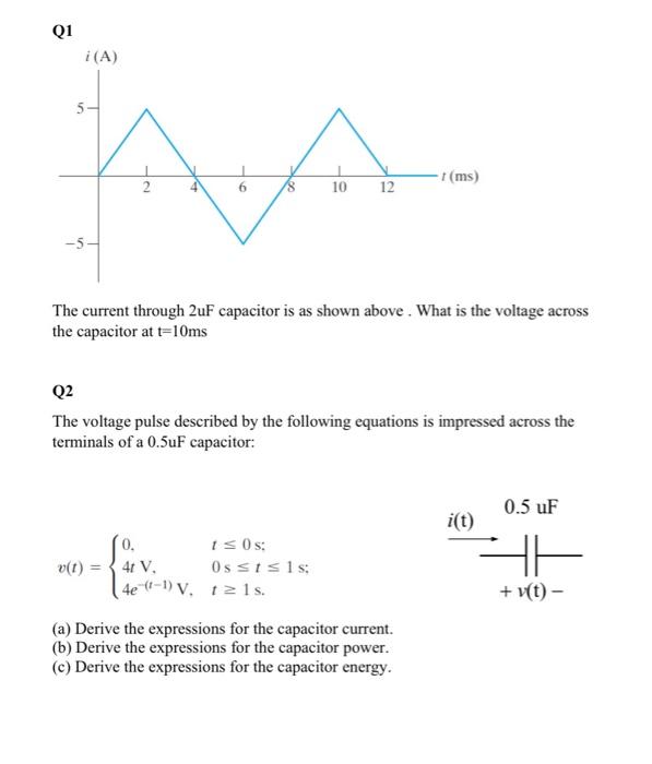 Solved The current through 2uF capacitor is as shown above. | Chegg.com