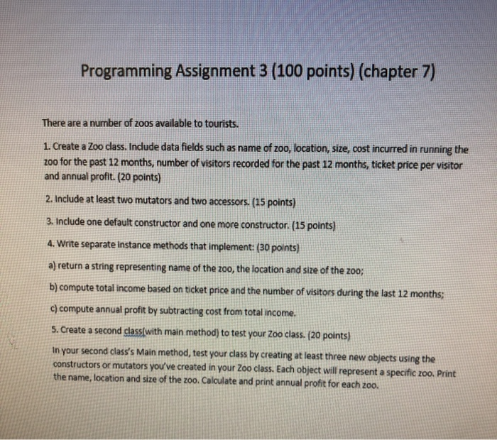 Programming Assignment 3 (100 points) (chapter 7) | Chegg.com