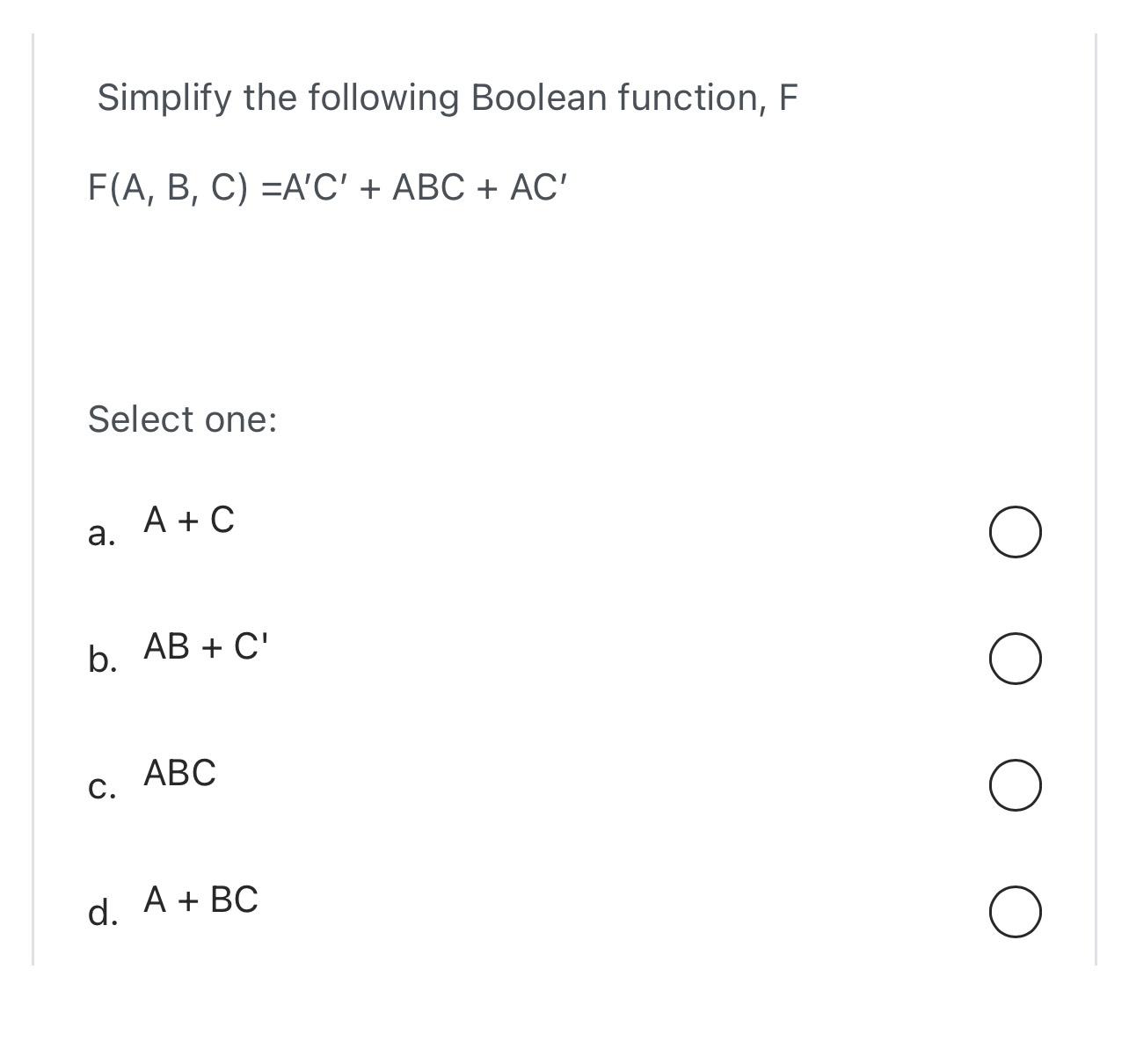 Solved Simplify The Following Boolean Function, | Chegg.com