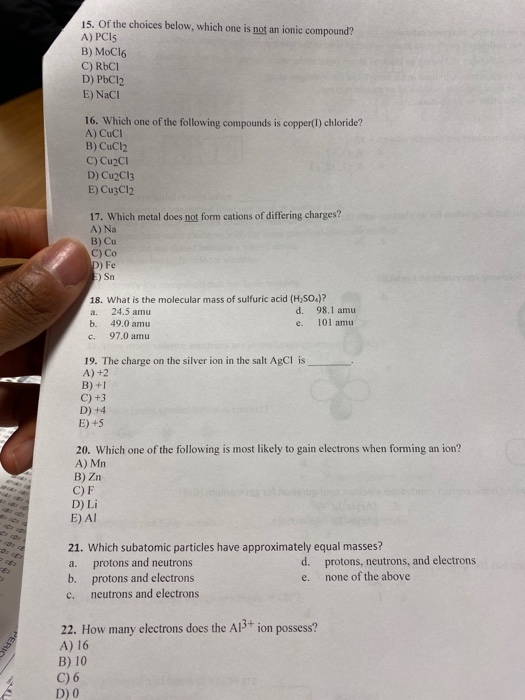Solved 15. Of The Choices Below, Which One Is Not An Ionic | Chegg.com Solved 15. Of The Choices Below, Which One Is Not An Ionic | Chegg.com