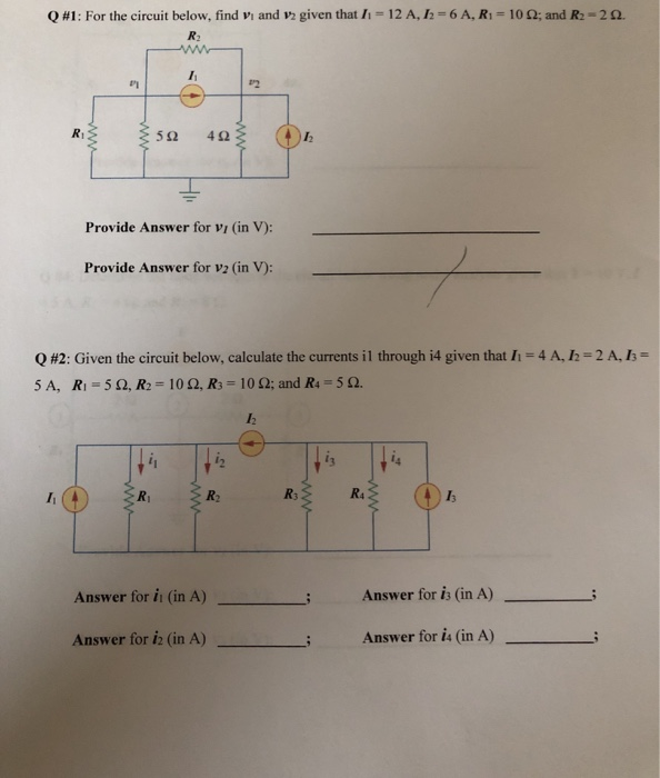 Solved Q #1: For the circuit below, find vi and 12 given | Chegg.com
