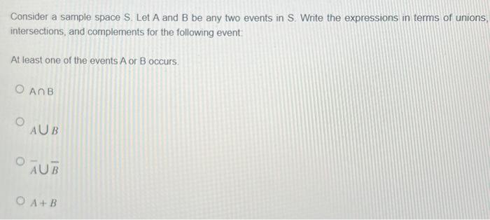 Solved Consider A Sample Space S. Let A And B Be Any Two | Chegg.com