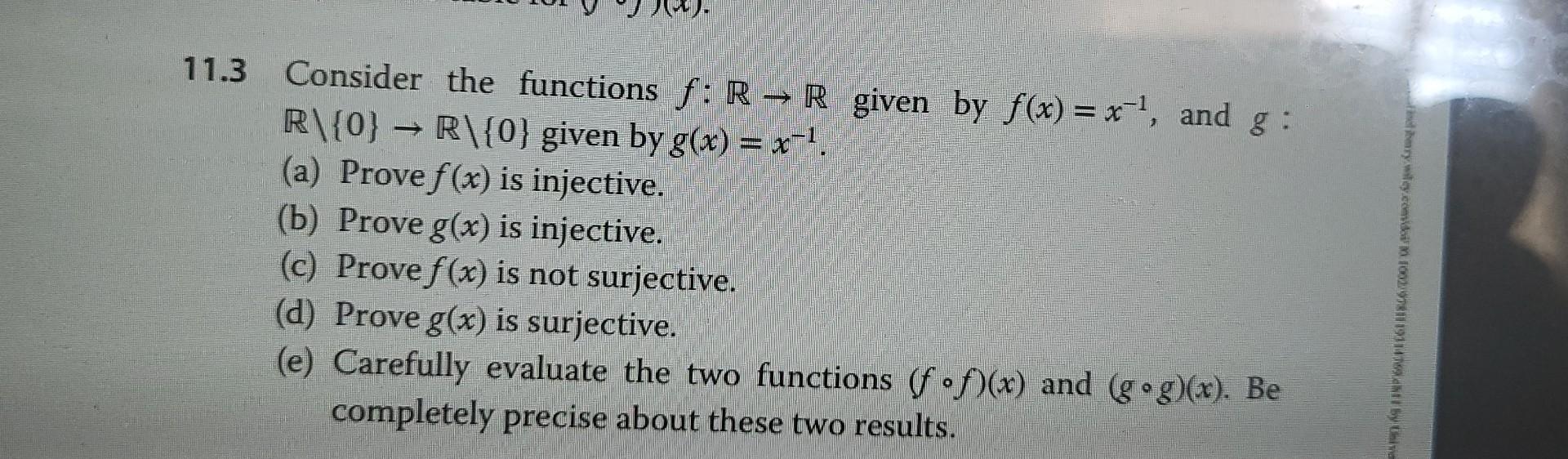 Solved 11 3 Consider The Functions F R→r Given By F X X−1